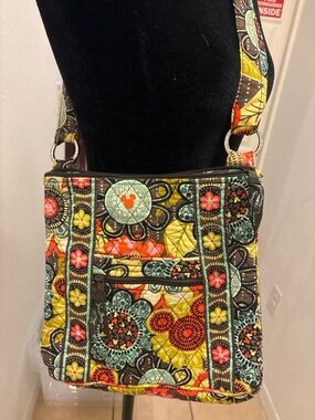 Vera Bradley Quilted Floral Crossbody in Yellow, Brown and Mint disney